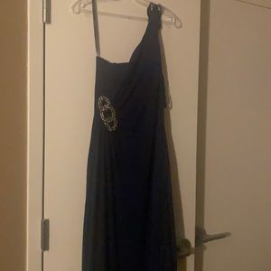 Women elegant navy blue long dress